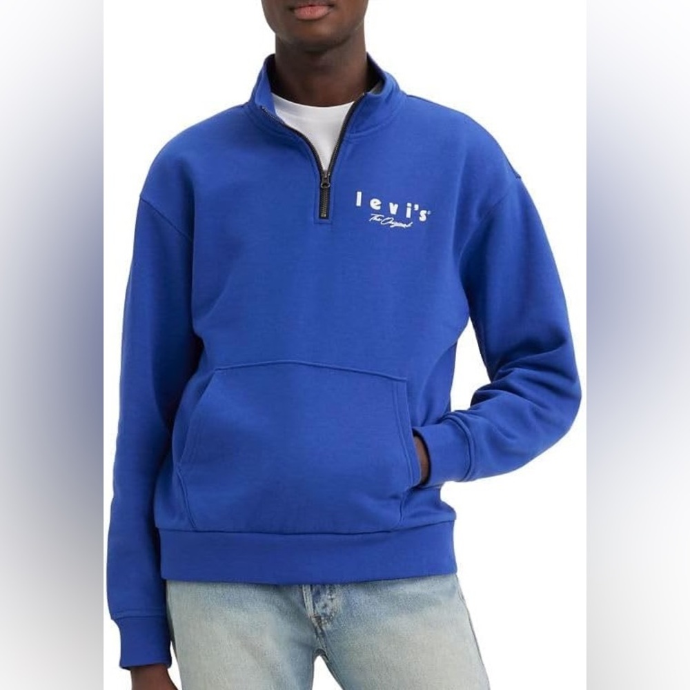Levi's Men's Relaxed Graphic 1/4 Zip Pocket Hoodie size M - Picture 1 of 8